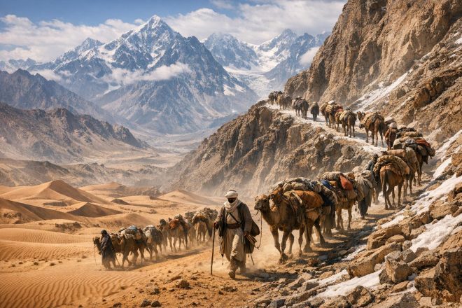How caravans crossed deserts mountains and dangerous passes